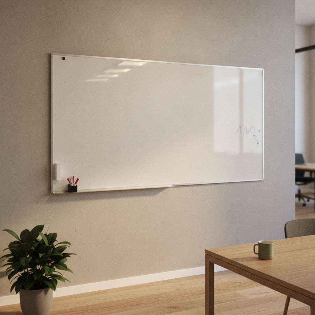 (240x120) Whiteboard i hvit, med pennehylle
