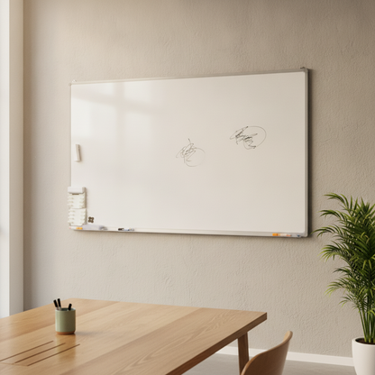 (200x120) Whiteboard i hvit, med pennehylle