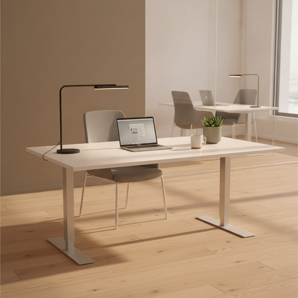 (120x70) IKEA Skarstad hev/senk skrivebord i hvit, manuell