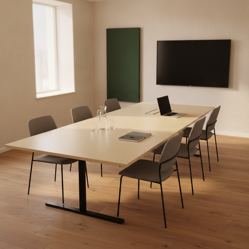 (280x120) Aarsland konferansebord i hvit, kabelluke i bordplate
