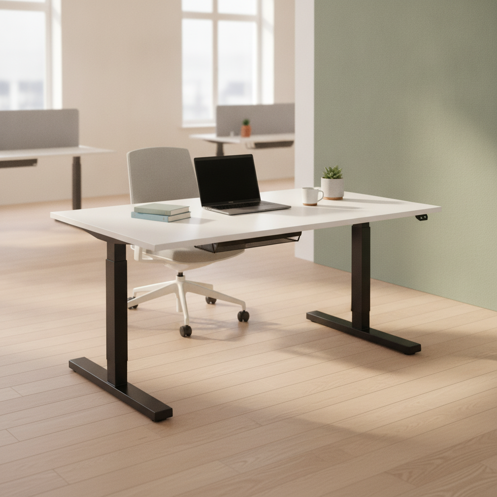 (160x80) Linak el hev/senk i hvit, svart understell