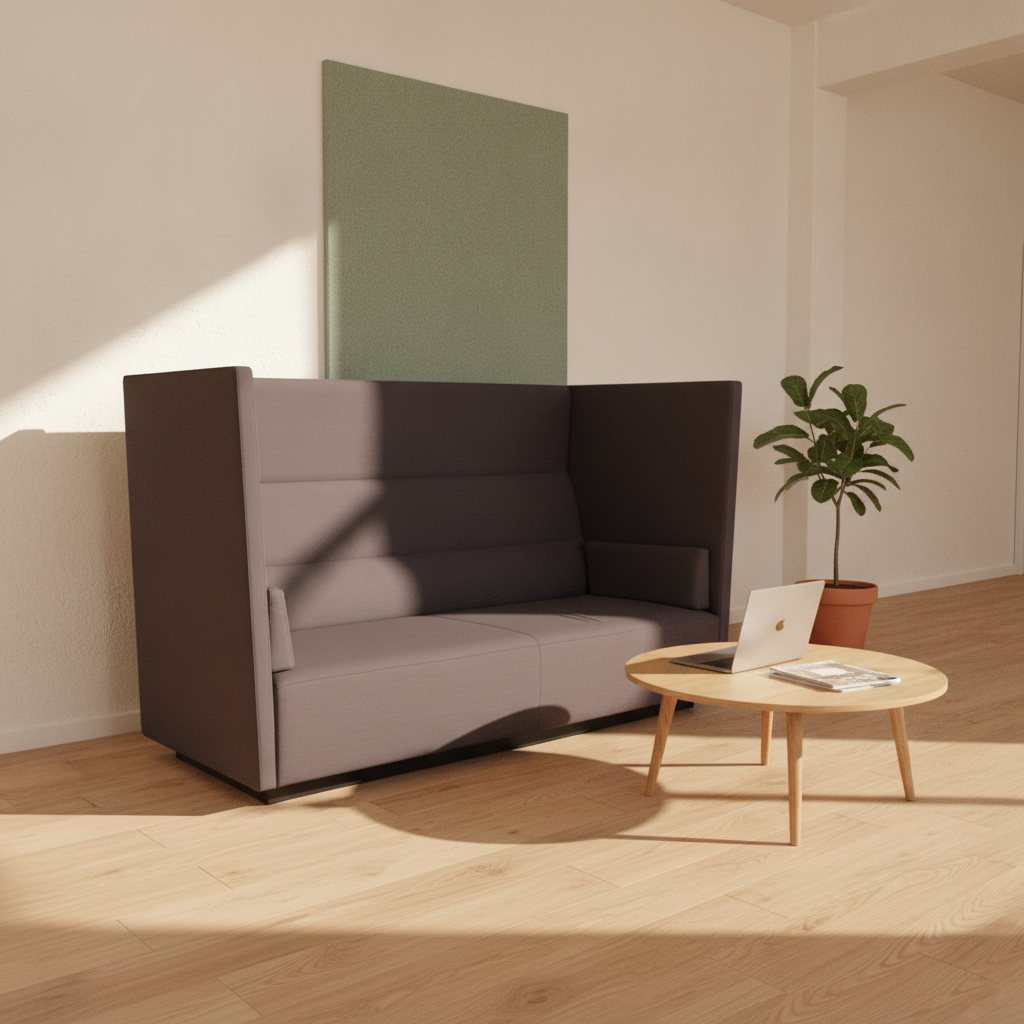 Sofa med høy rygg i lilla