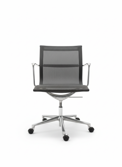 ICF møteromsstol, svart mesh, svingbar med hjul