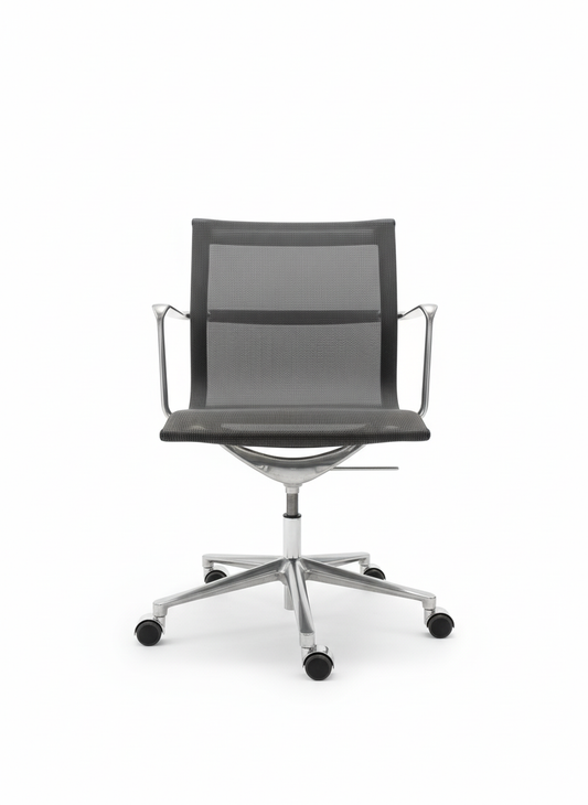 ICF møteromsstol, svart mesh, svingbar med hjul