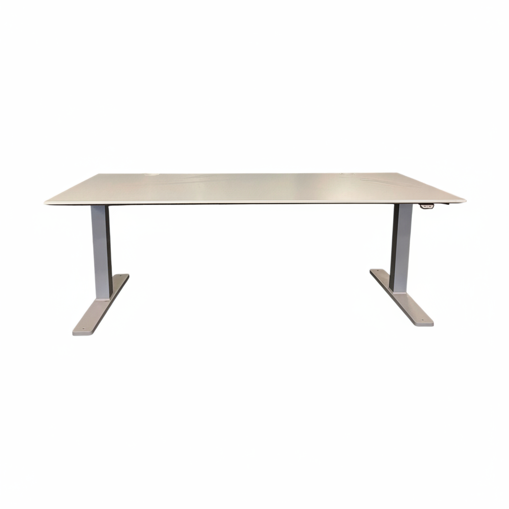 Elektrisk hev/senk skrivebord fra Kinnarps, hvit, 180x80 cm