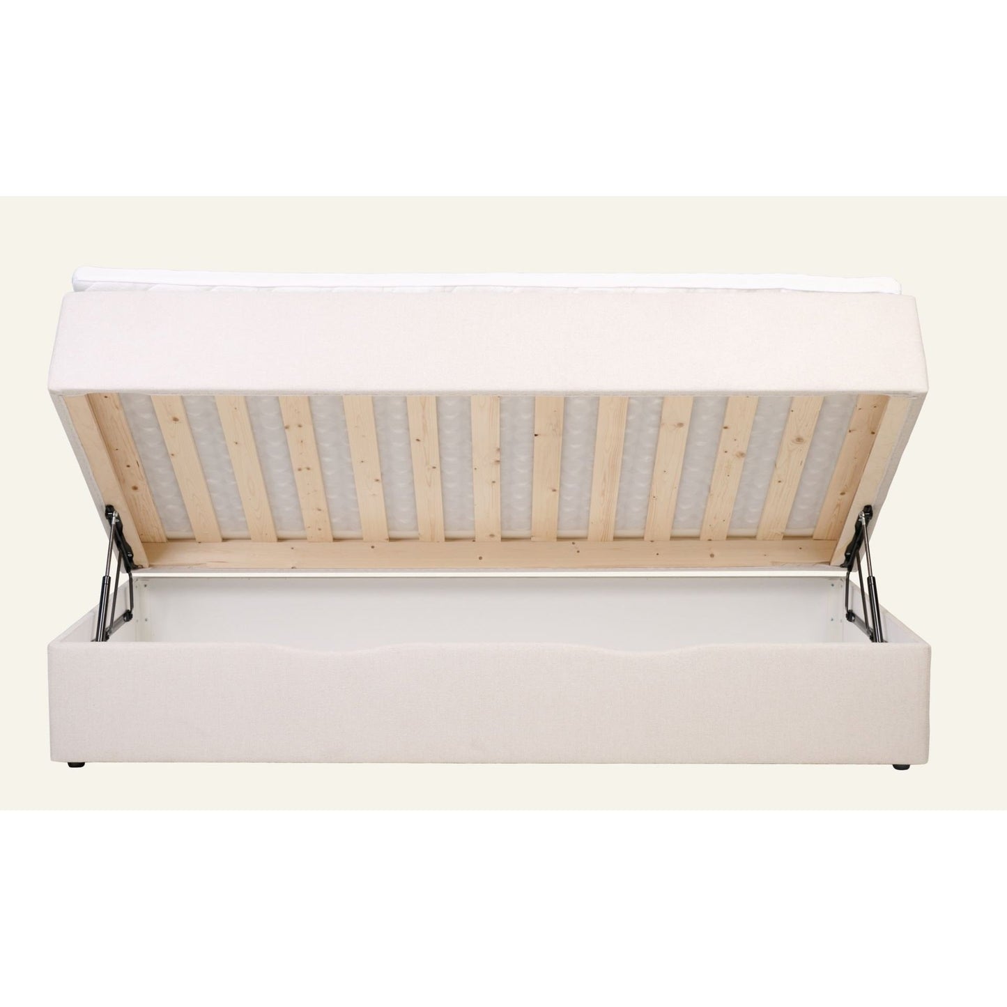 Odine seng med oppbevaring, beige, 120x200 cm