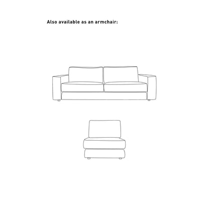 Olivia 3-seter sofa, naturlig tekstil, 222x95x79 cm