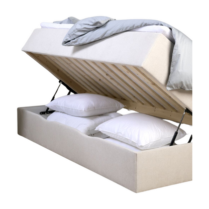 Odine seng med oppbevaring, beige, 120x200 cm