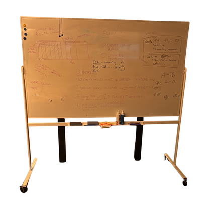 Roterbart whiteboard på hjul