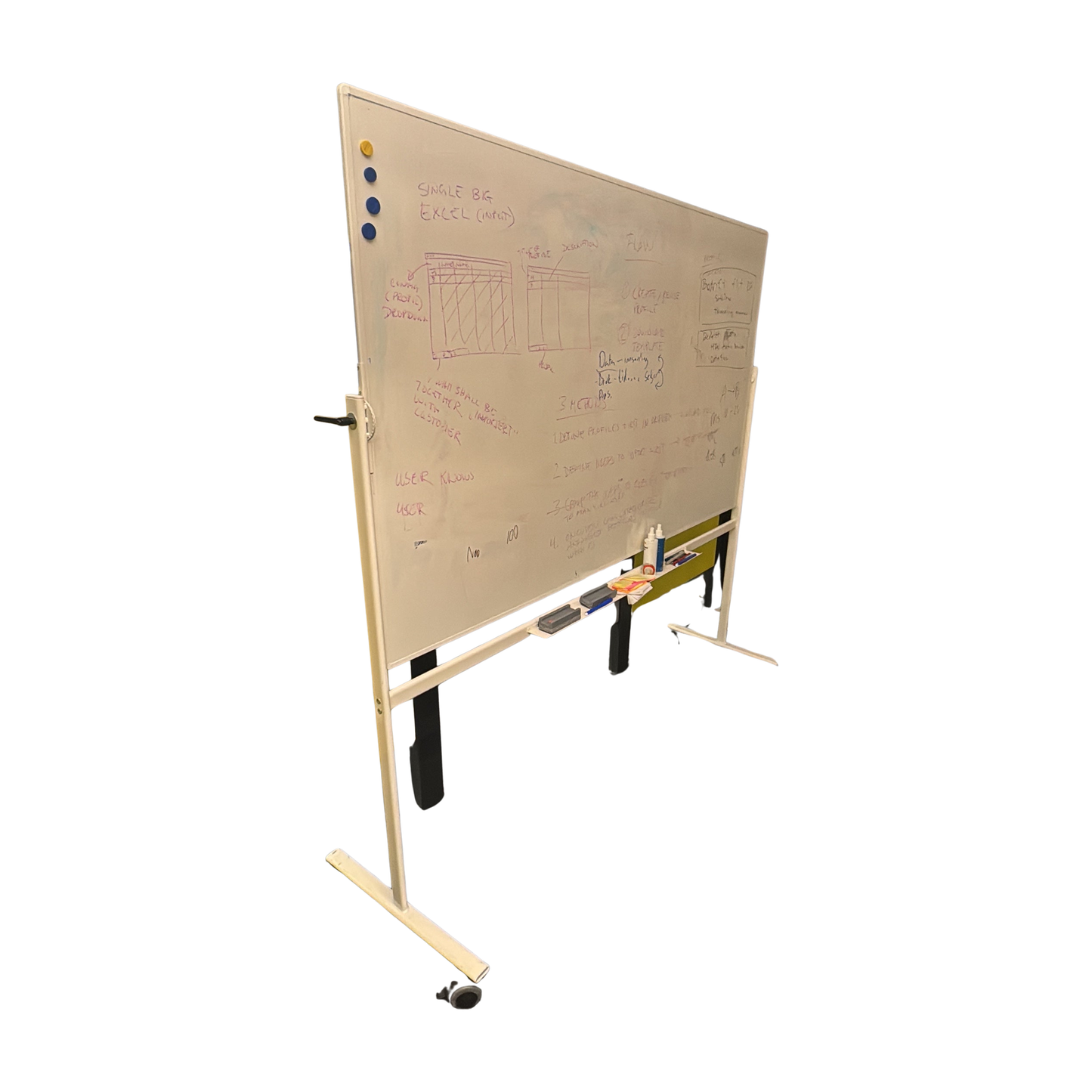 Roterbart whiteboard på hjul