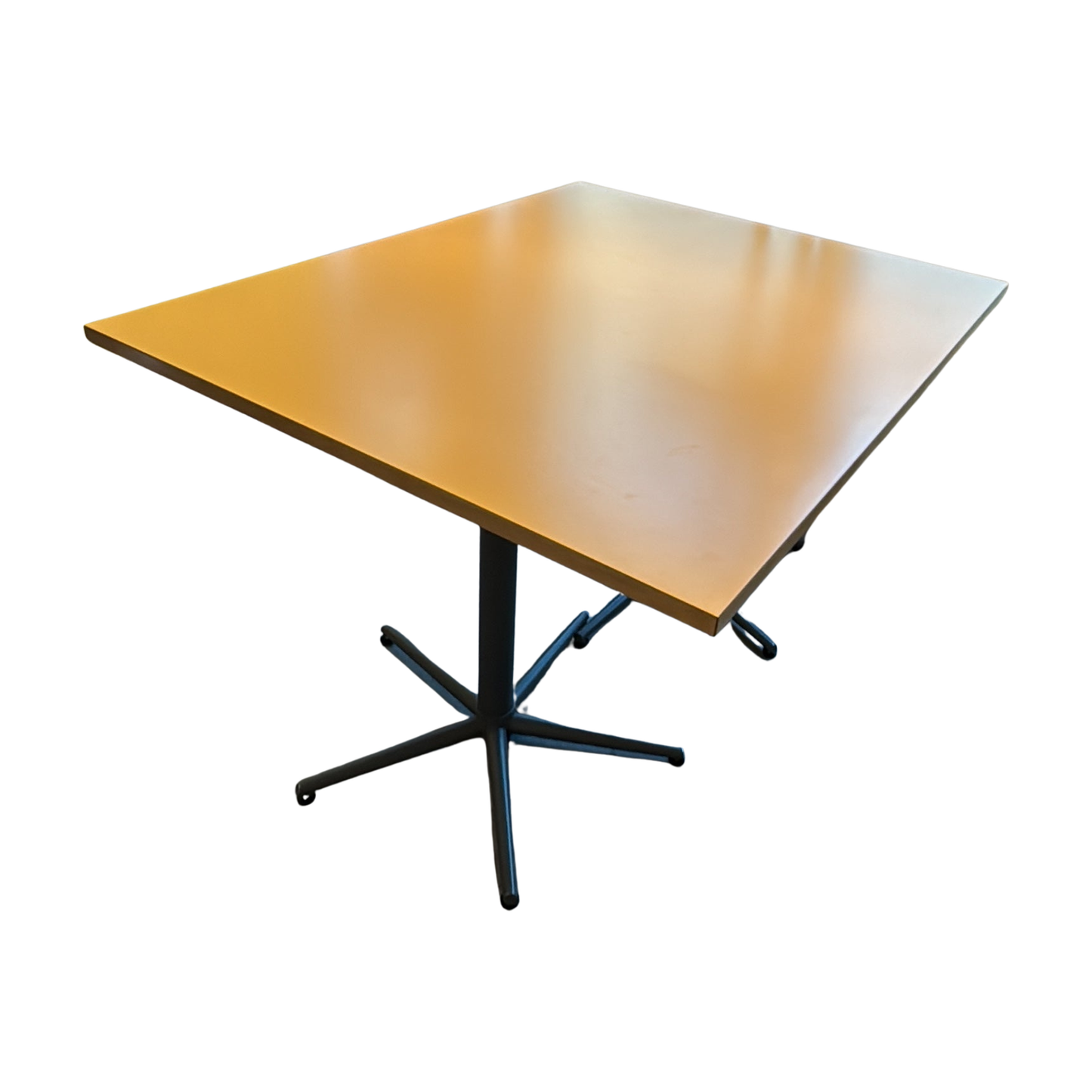 (120x100) møteromsbord i gul, søylefot