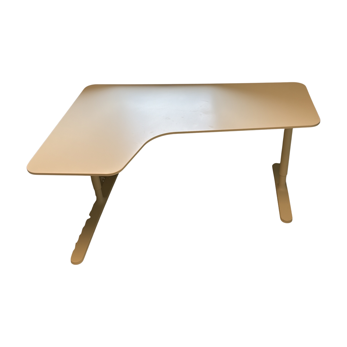 (160x60) IKEA Bekant hjørneskrivebord i hvit, kabelkurv