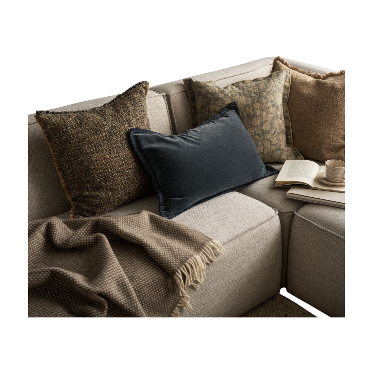 Isa Modul hjørne natur 2-seter sofa fra Kid, slitesterkt tekstil