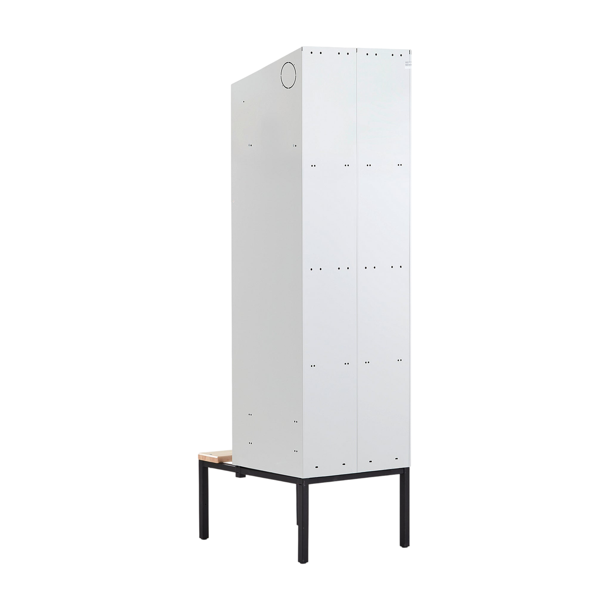 Garderobeskap CLASSIC, benkestativ, 2 seksjoner, skrått tak, H2290 B600 D550 mm, svart fra AJ Produkter