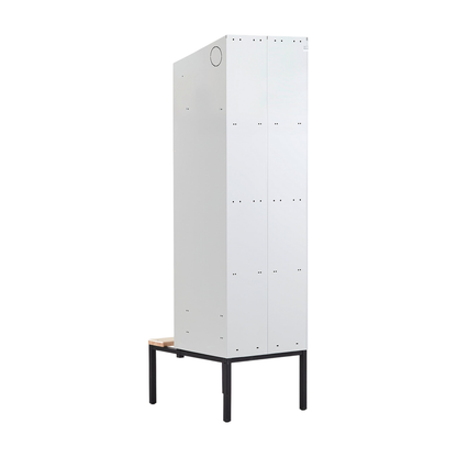 Garderobeskap CLASSIC, benkestativ, 2 seksjoner, skrått tak, H2290 B600 D550 mm, svart fra AJ Produkter