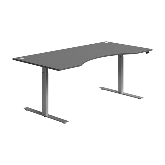 (100x200) AJ Produkter FLEXUS skrivebord i grå, ergonomisk utskjæring