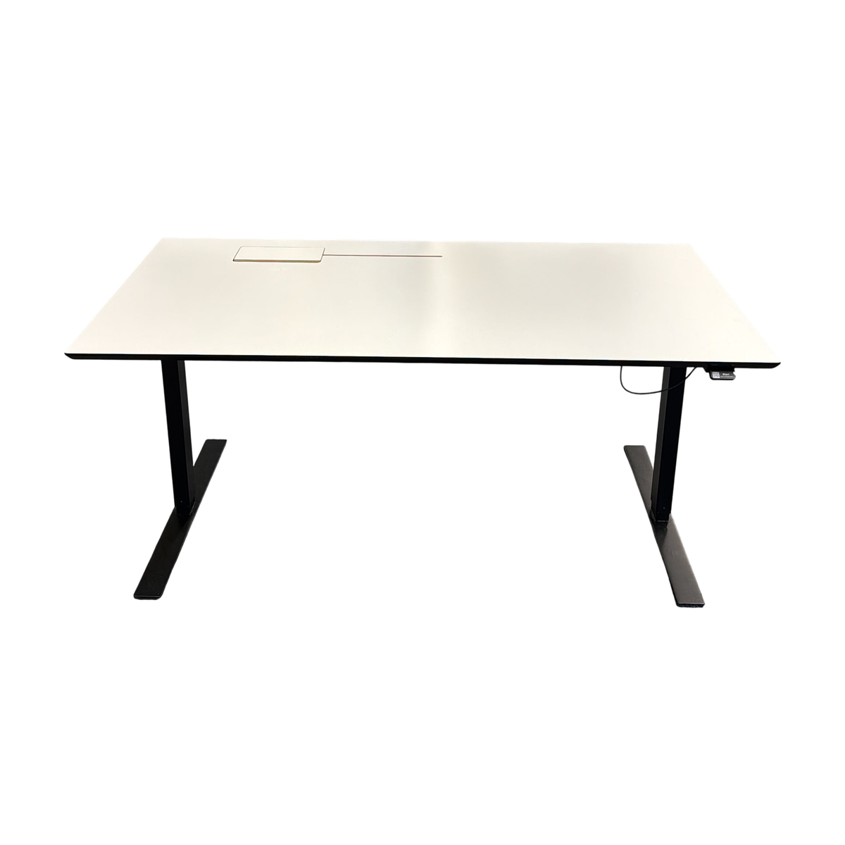 (160x80) Linak skrivebord i hvit, kabelluke