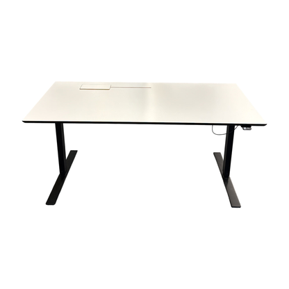 (160x80) Linak skrivebord i hvit, kabelluke