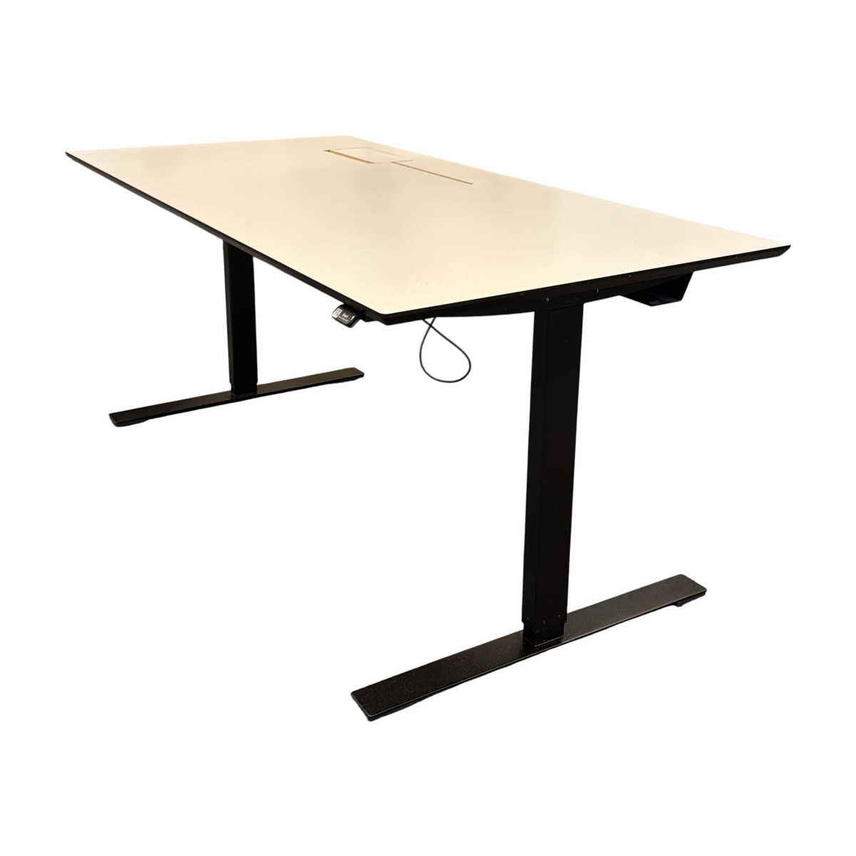 (160x80) Linak skrivebord i hvit, kabelluke