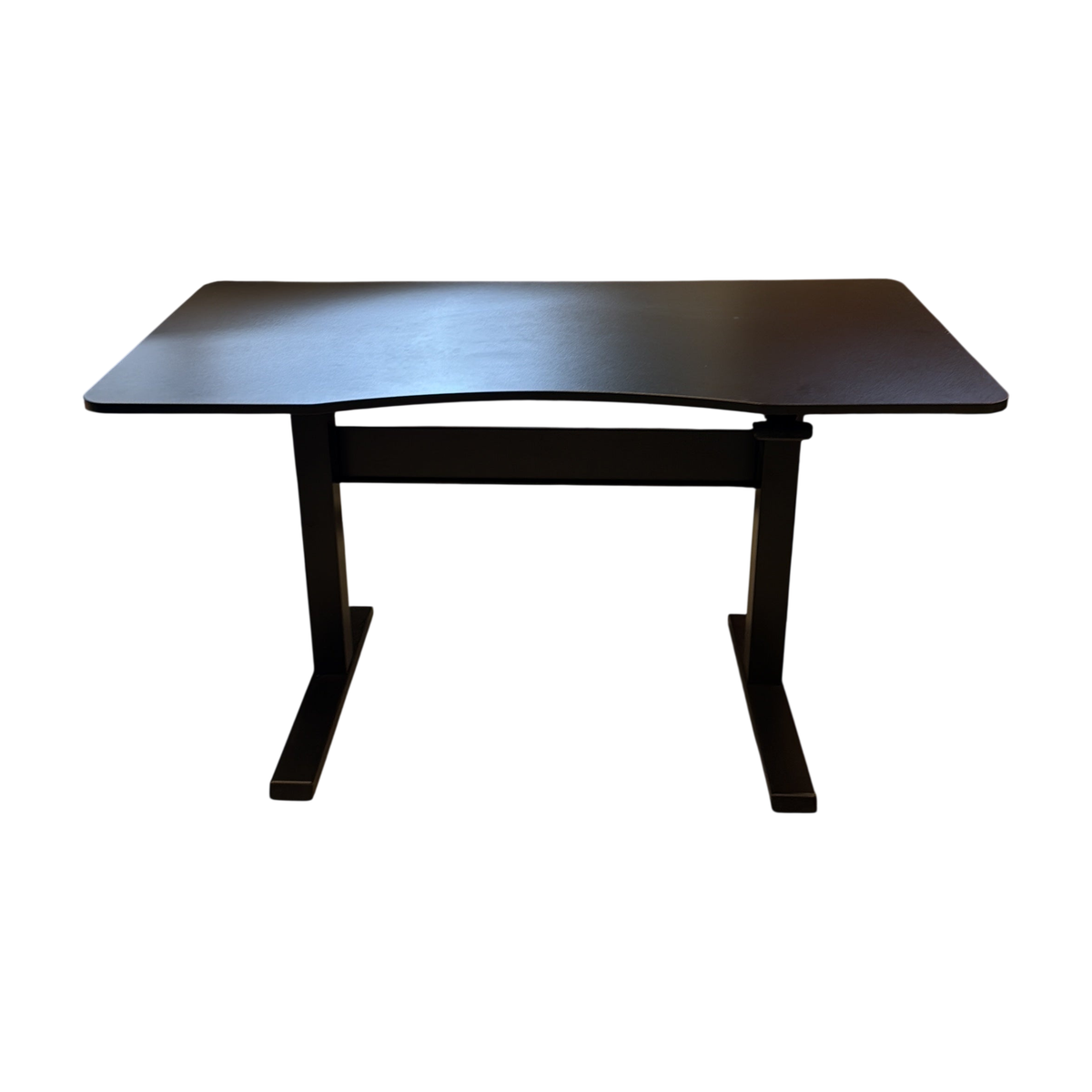 (145x73) skrivebord i svart, buet forkant