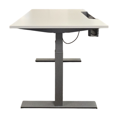 (120x80) Kinnarps Series P hev/senk bord i hvit, kabelkurv