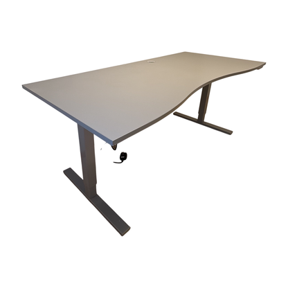 (200x90) skrivebord i grå, buet bordplate