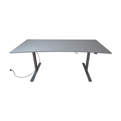 (180x80) Dencon skrivebord i grå, buet bordplate