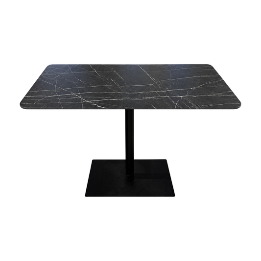 (120x70) spisebord i svart, marmorert bordplate