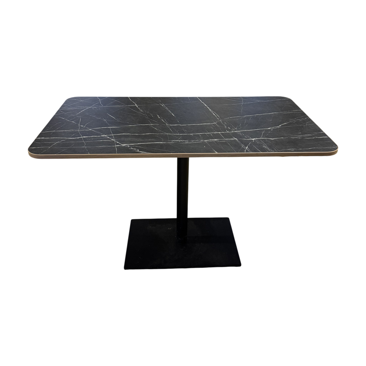 (120x70) spisebord i svart, marmorert bordplate