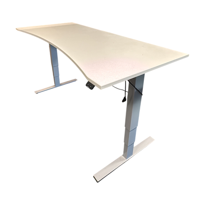 (180x80) SmartNeo el hev/senk skrivebord i hvit, med magebue