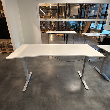 (180x80) SmartNeo el hev/senk skrivebord i hvit, med magebue