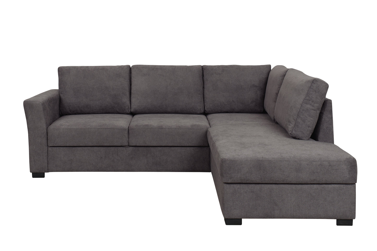 Fakta Sovesofa fra A-Møbler i grå, sjeselong høyre med oppbevaring