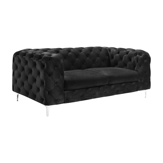 Bella Sofa fra A-Møbler i svart, chesterfield-knapping i velur