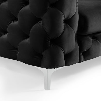 Bella Sofa fra A-Møbler i svart, chesterfield-knapping i velur