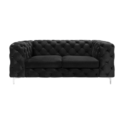 Bella Sofa fra A-Møbler i svart, chesterfield-knapping i velur
