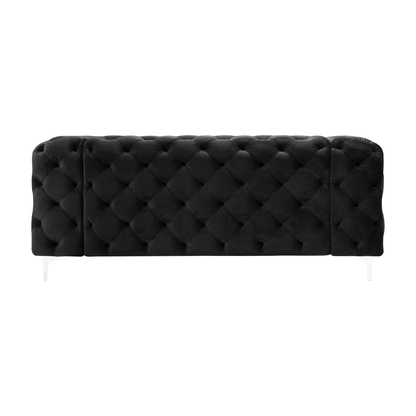 Bella Sofa fra A-Møbler i svart, chesterfield-knapping i velur