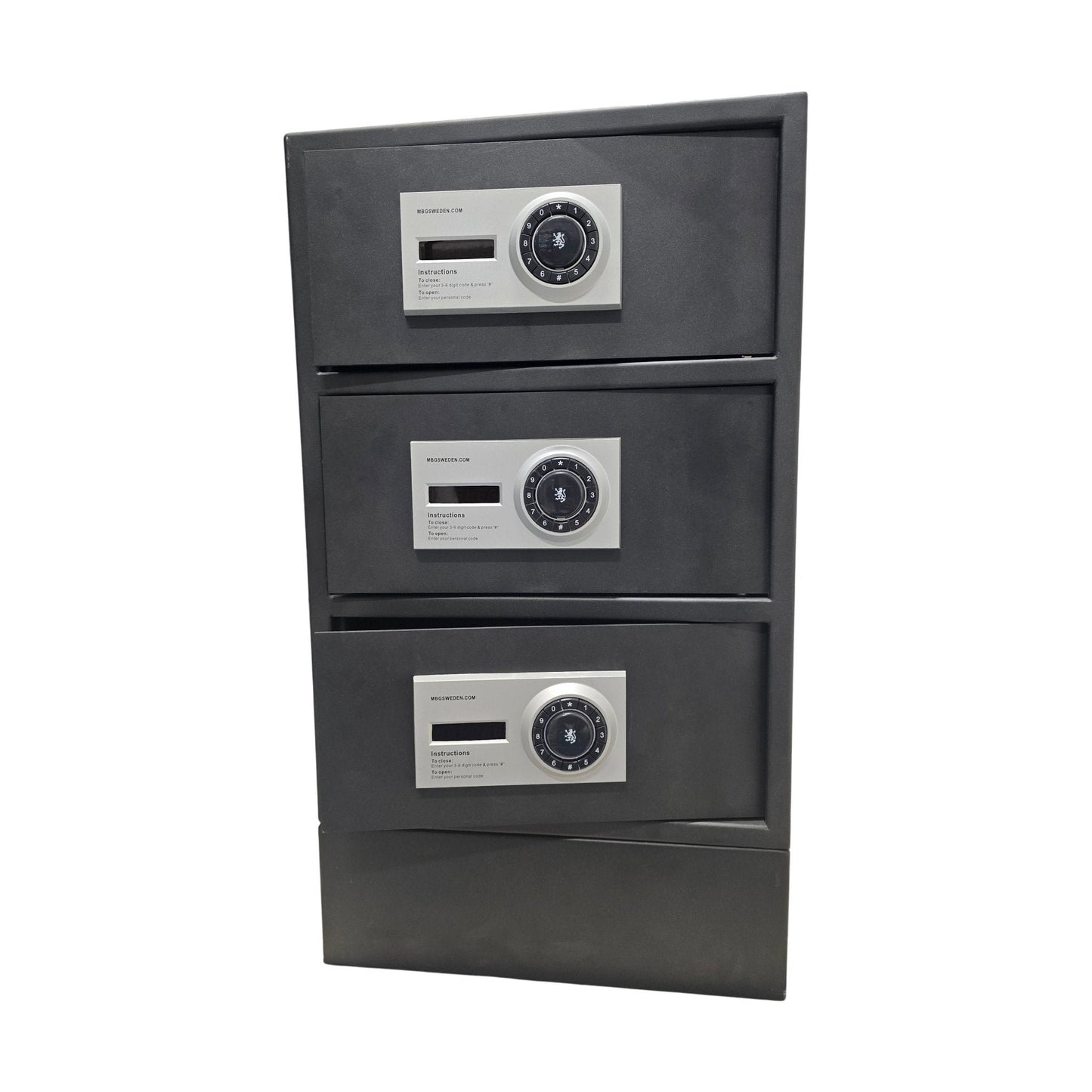 Verdiskap med 3 rom, kodelås, svart