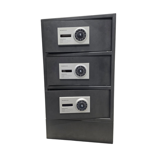 Verdiskap med 3 rom, kodelås, svart