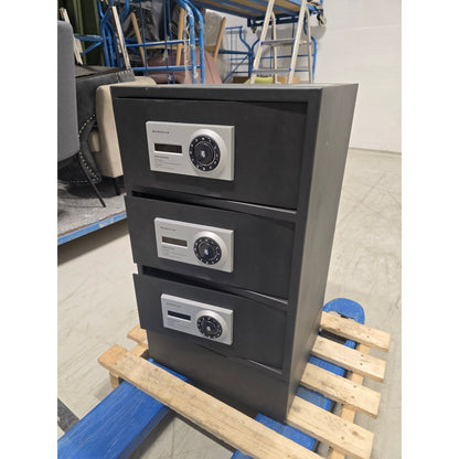 Verdiskap med 3 rom, kodelås, svart