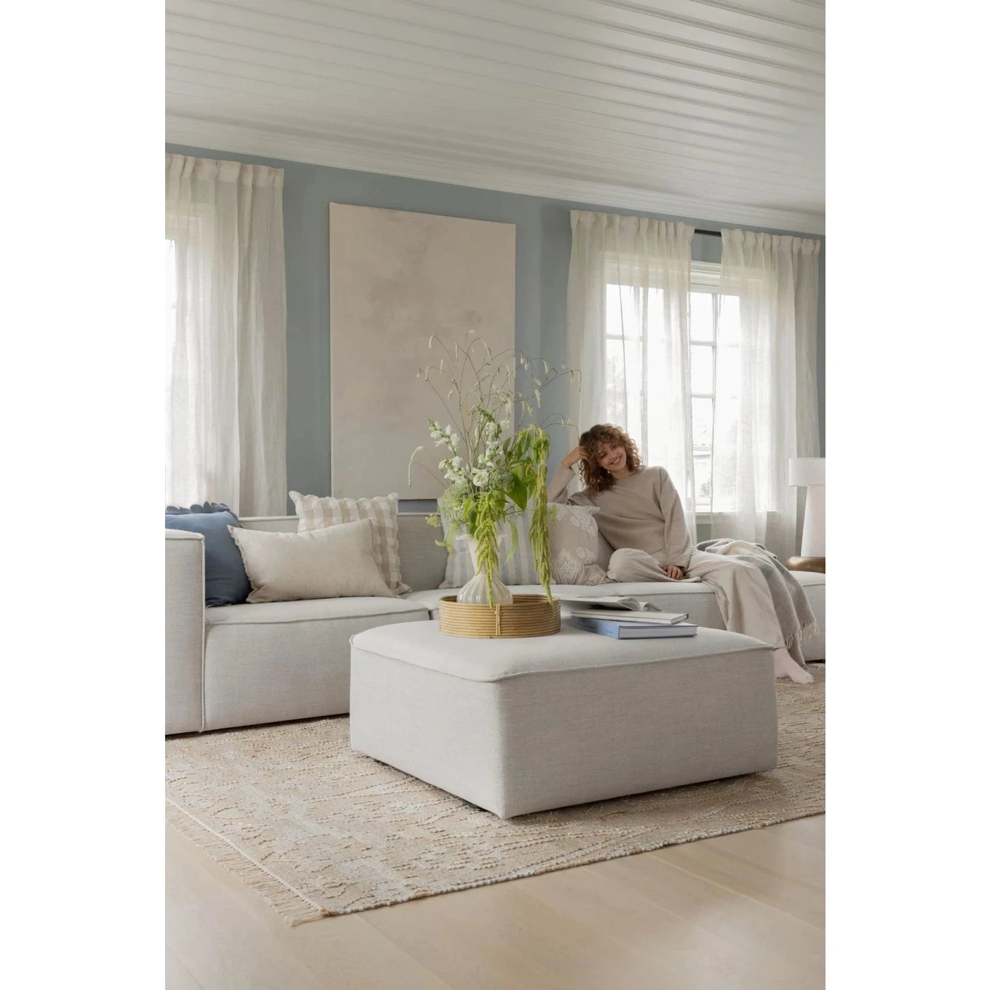 Isa 2-seter sofa fra Kid, natur, modulsofa med armlene venstre