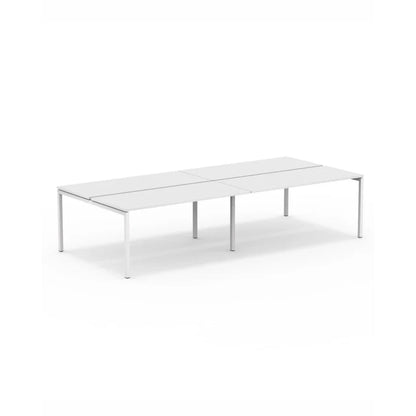 U1 Quadruple Bench arbeidsstasjon fra Narbutas, hvit melamin, 320x164 cm