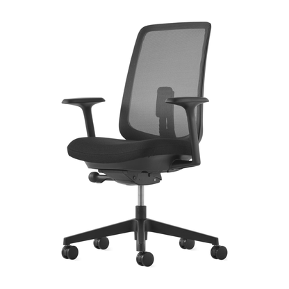 Verus kontorstol fra Herman Miller, sort – trinnløs manuell tiltmotstand