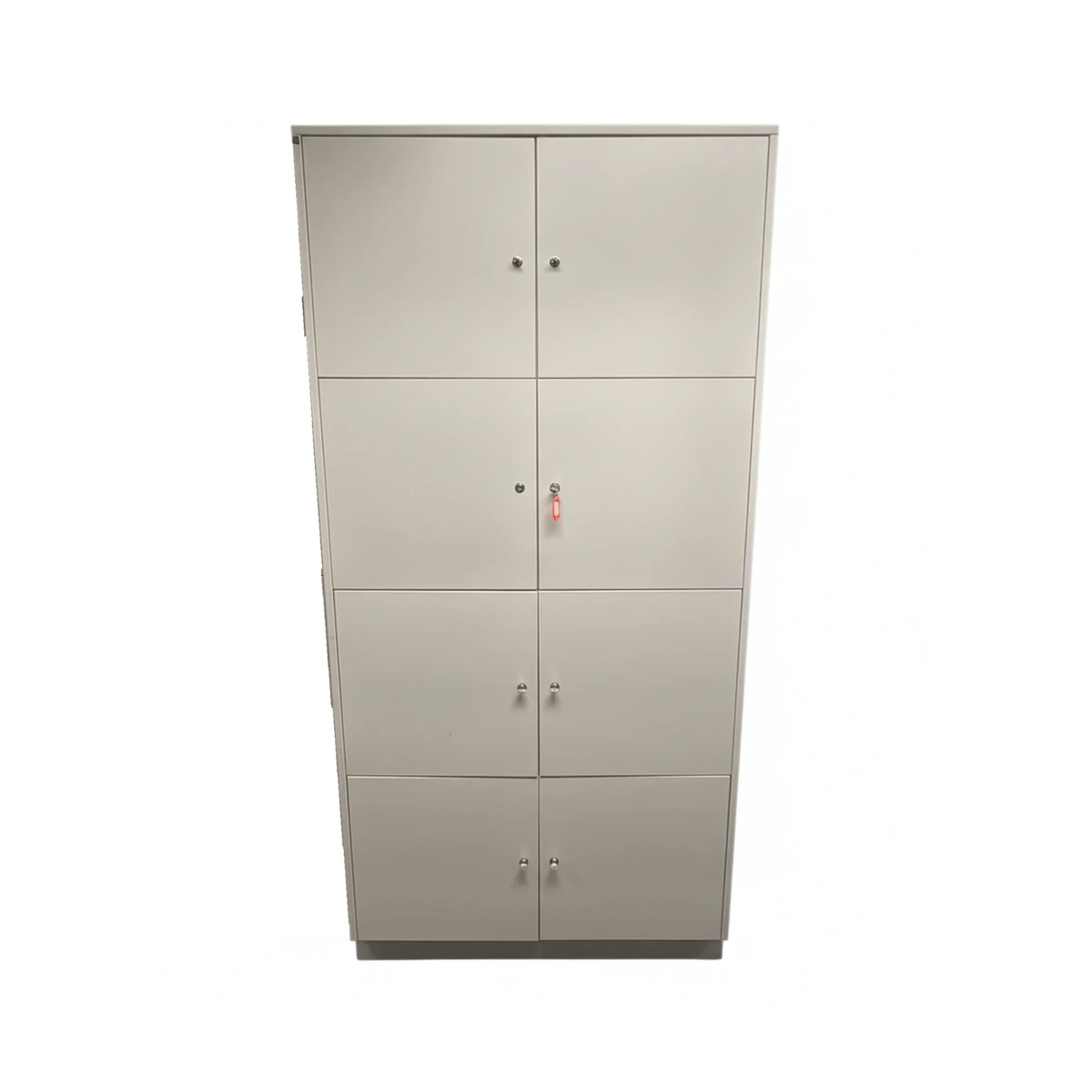 (106x40x217) Dencon skapmodul i lys grå, 8 skap med nummererte dører